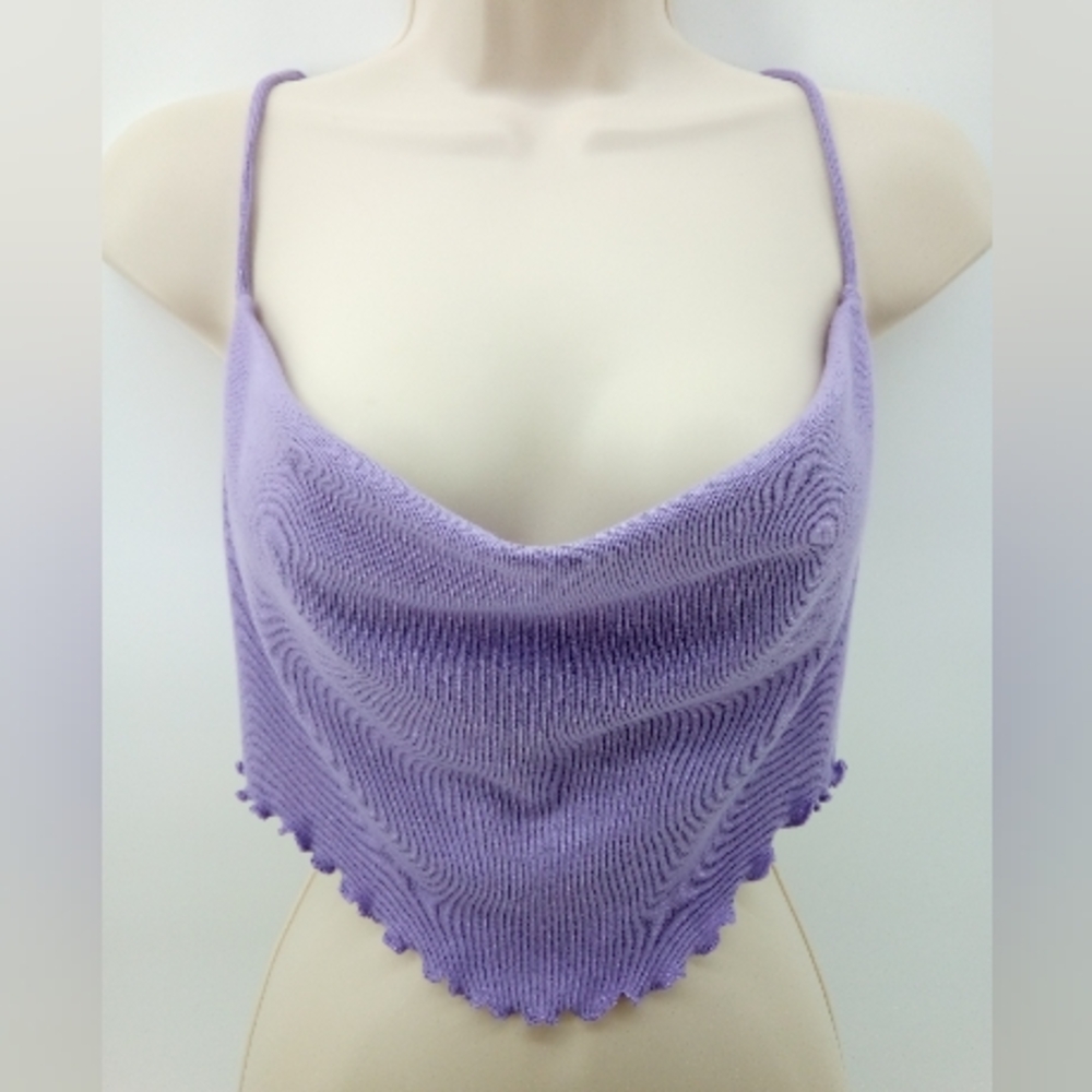 $29 NWT Urban Outfitters Lilac Vegan Ribbed Criss Cross Top Adjustable Straps M